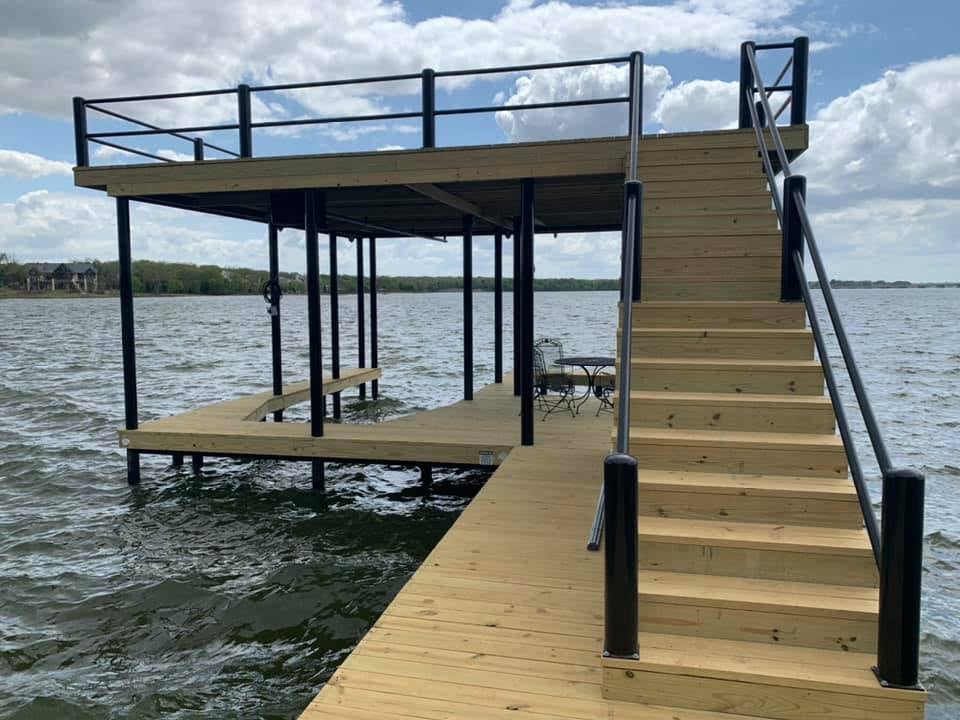 Custom deck on the water stair view