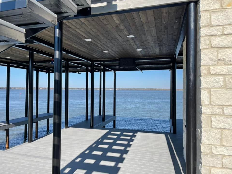 Custom dock pictured from the middle of the interior on the first floor