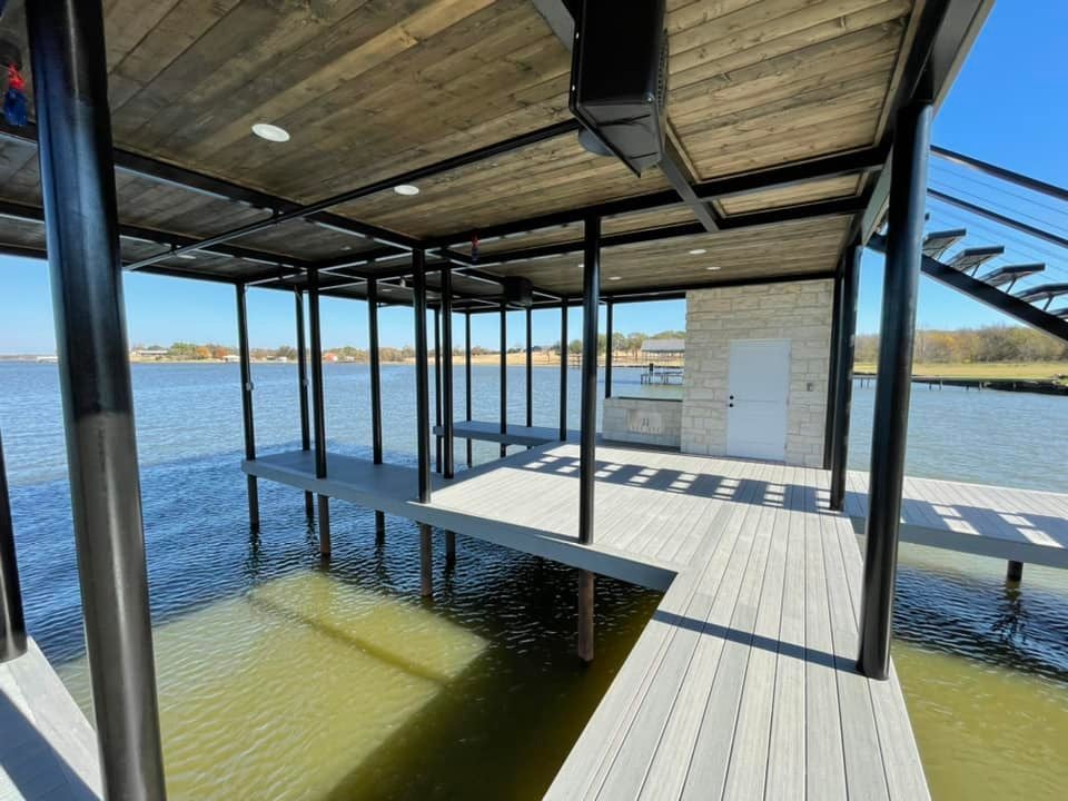 Custom dock pictured facing the door/grill area